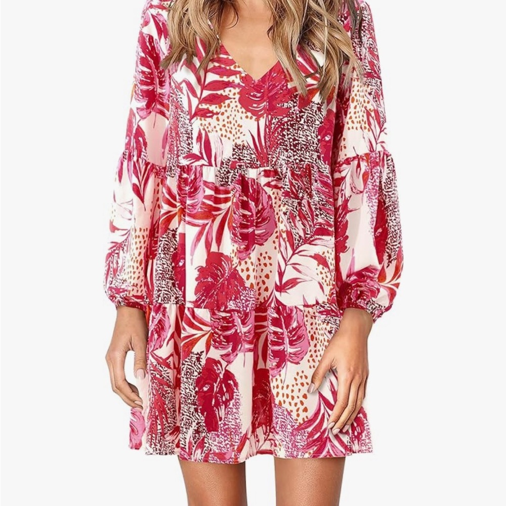Tunic Dress V Neck Casual Loose Flowy Swing Shift Dress